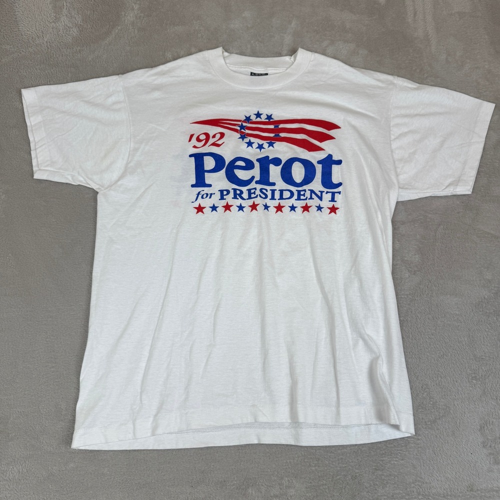 VTG 90s Screen Stars Ross Perot 1992 Presidential Campaign Shirt Mens XL White